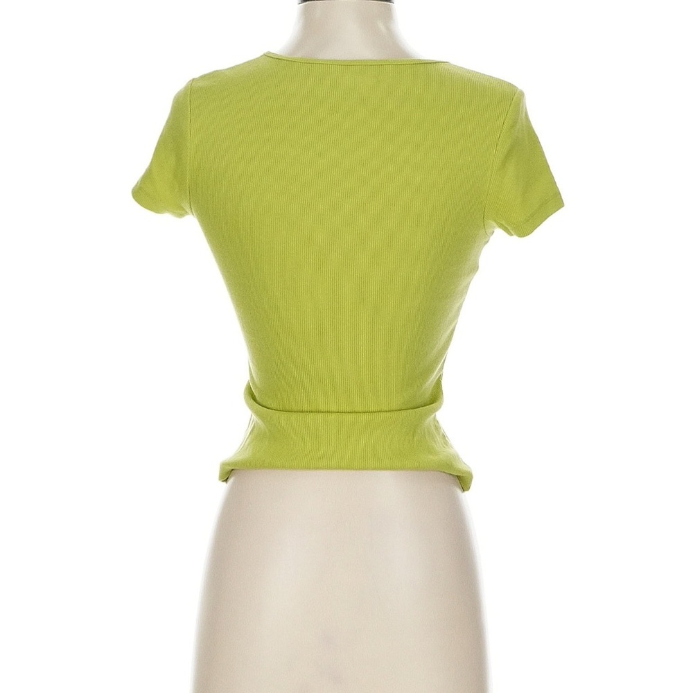 Abercrombie & Fitch Lime Green Ribbed V‑Neck Crop Top - Picture 2 of 5